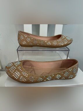 Women’s Gold Beaded Slip-On Ballet Flats